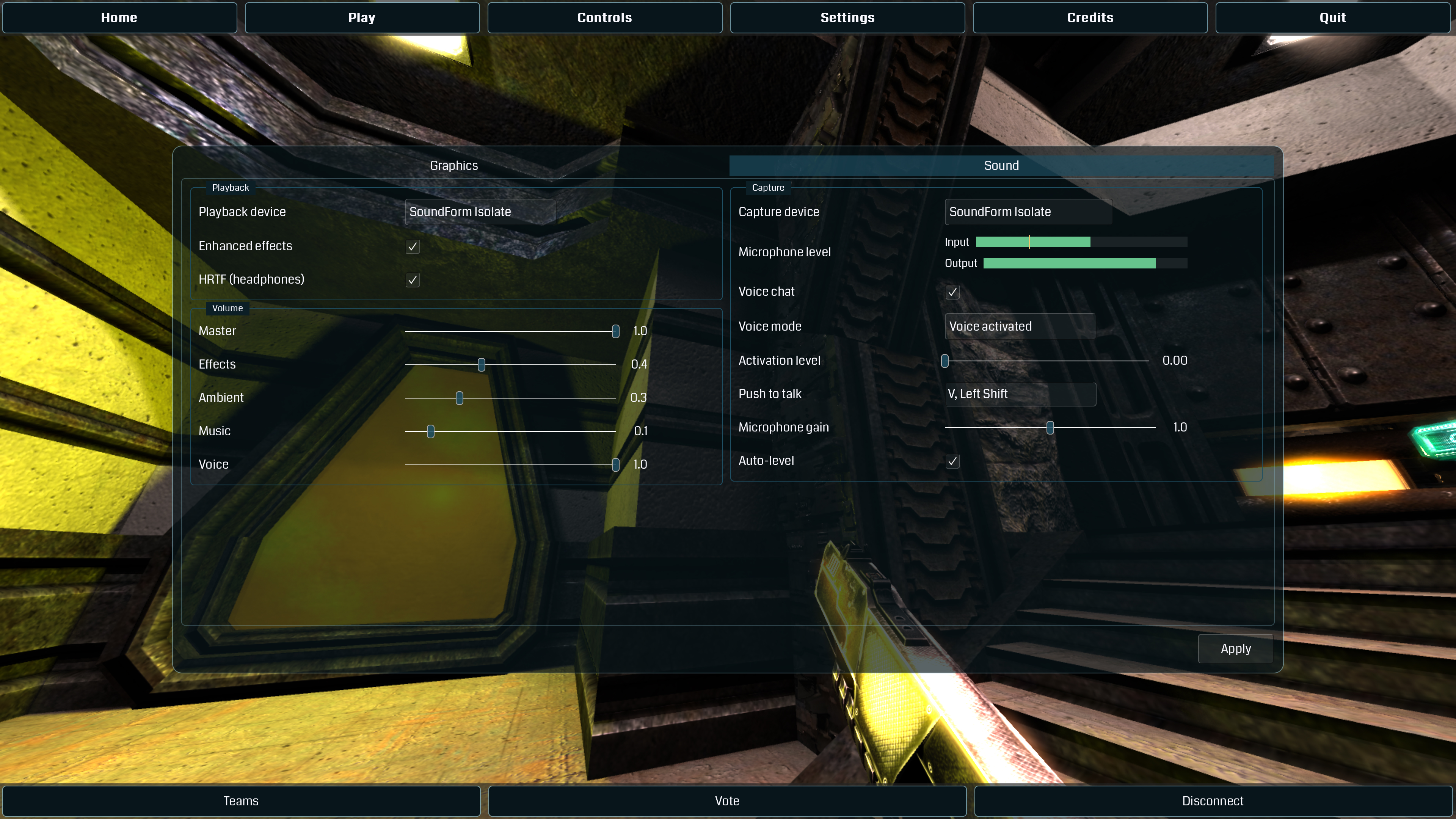 Screenshot showing the chrome HUD