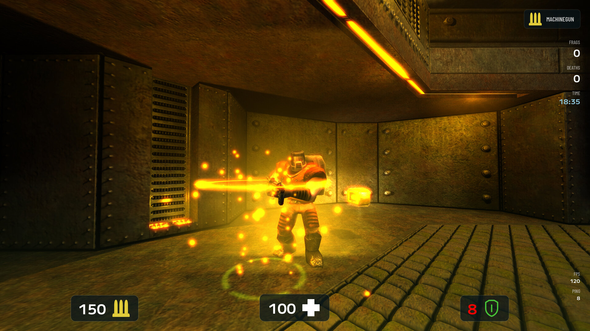 Enforcer player model firing a machinegun